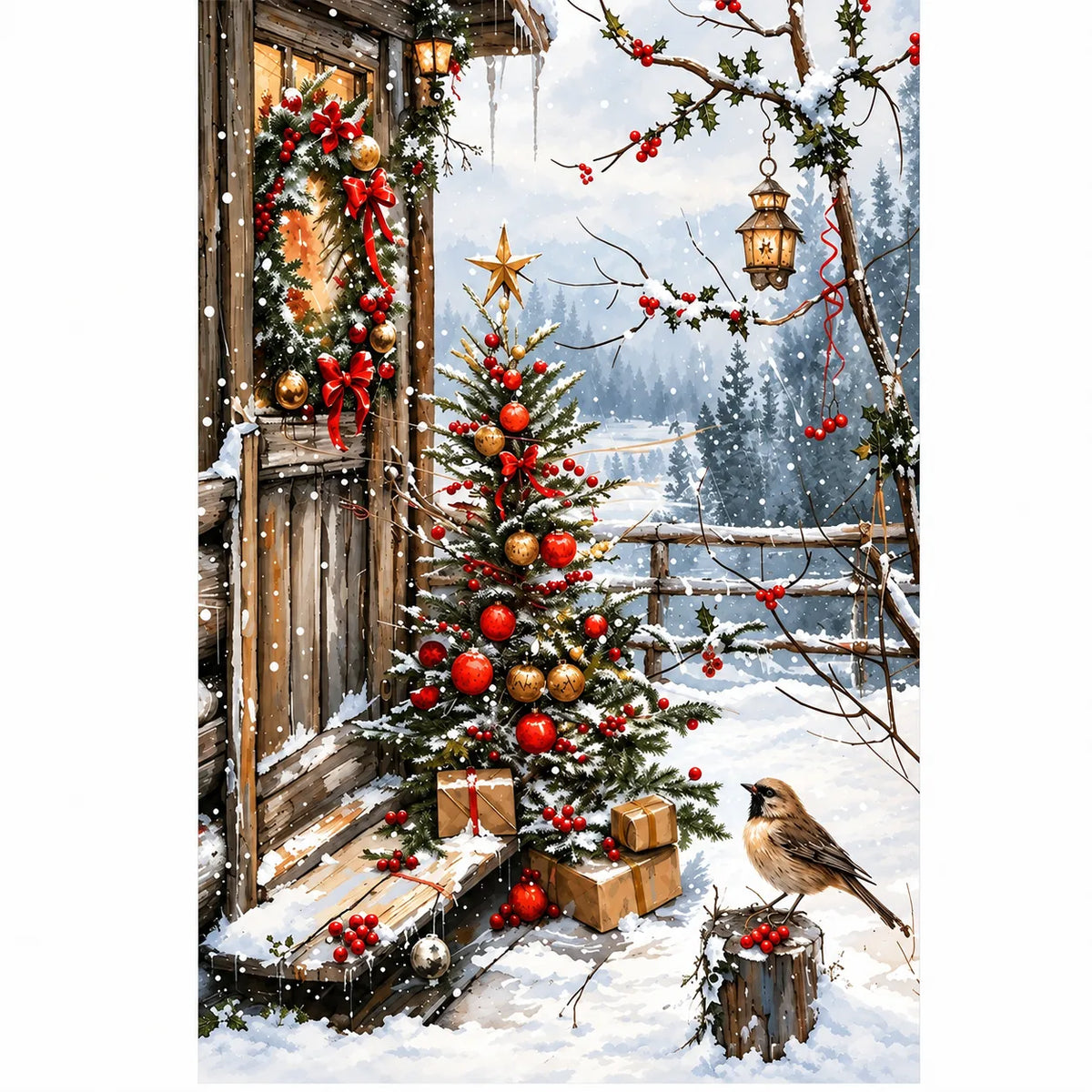 Snowy Christmas Village Diamond Painting Kit Winter