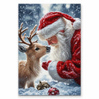 Santa Hug Reindeer Diamond Painting Kit Christmas