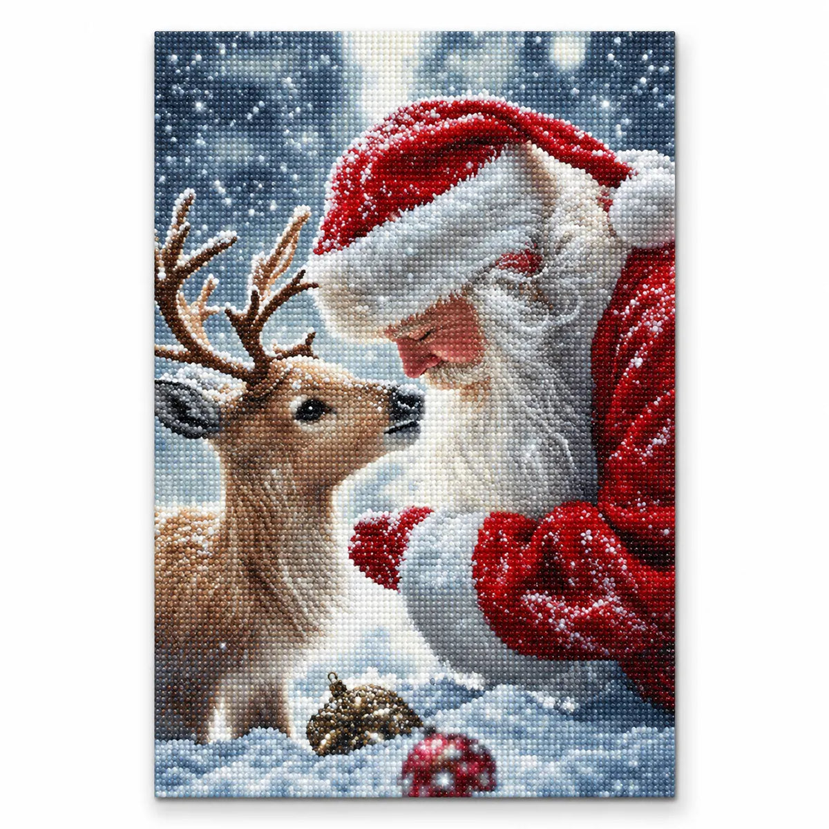 Santa Hug Reindeer Diamond Painting Kit Christmas