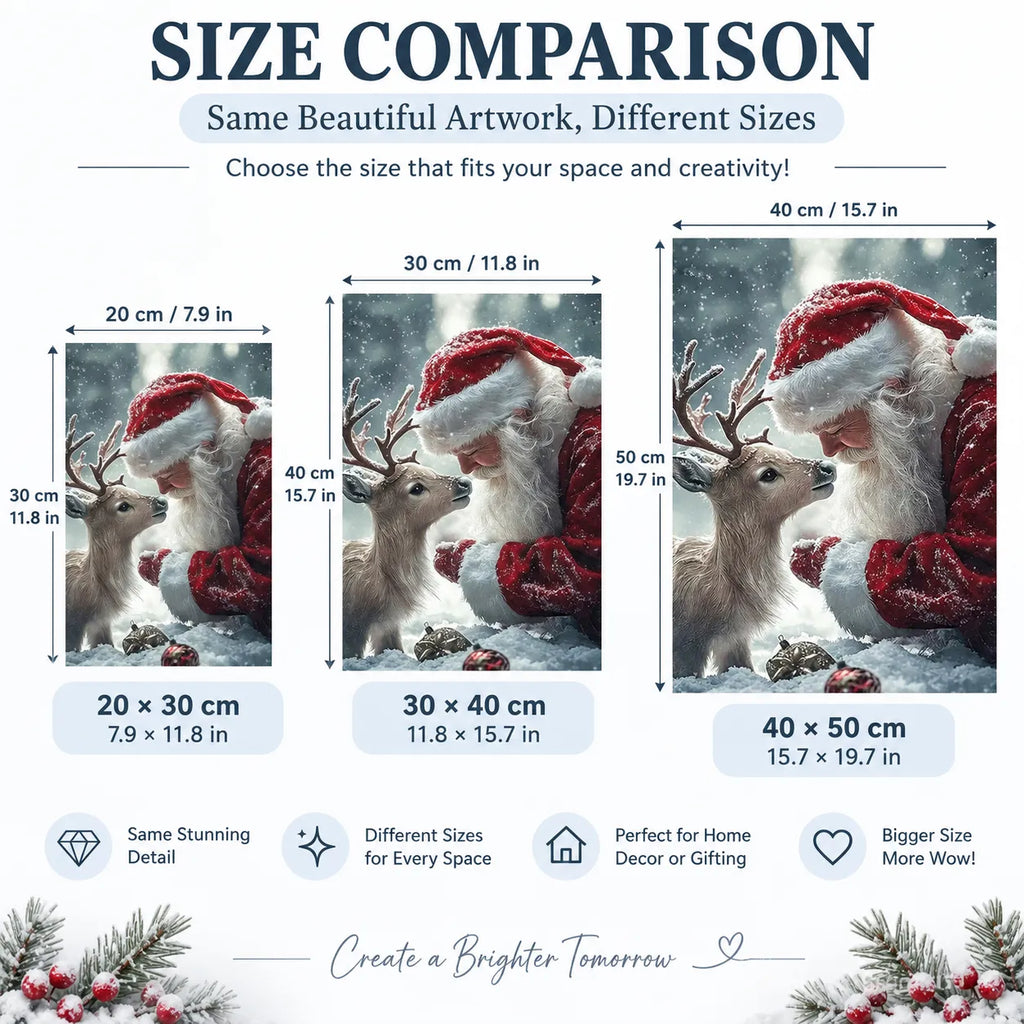 Santa Hug Reindeer Diamond Painting Kit Christmas