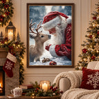 Santa Hug Reindeer Diamond Painting Kit Christmas
