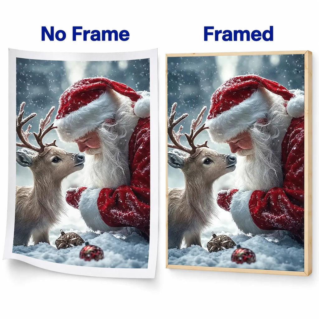 Santa Hug Reindeer Diamond Painting Kit Christmas