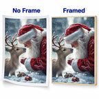 Santa Hug Reindeer Diamond Painting Kit Christmas
