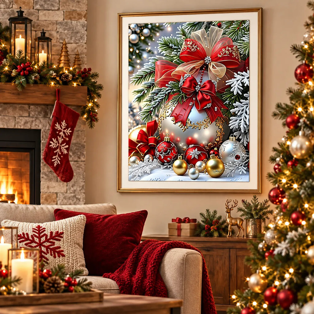 Christmas Bow Ornament Diamond Painting Kit Decor