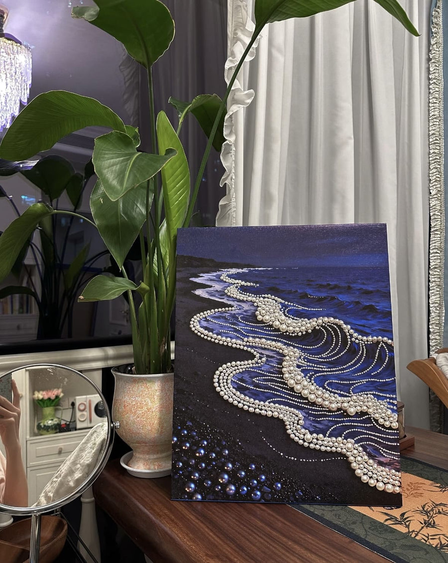 Lavender heart diamond art displayed at home