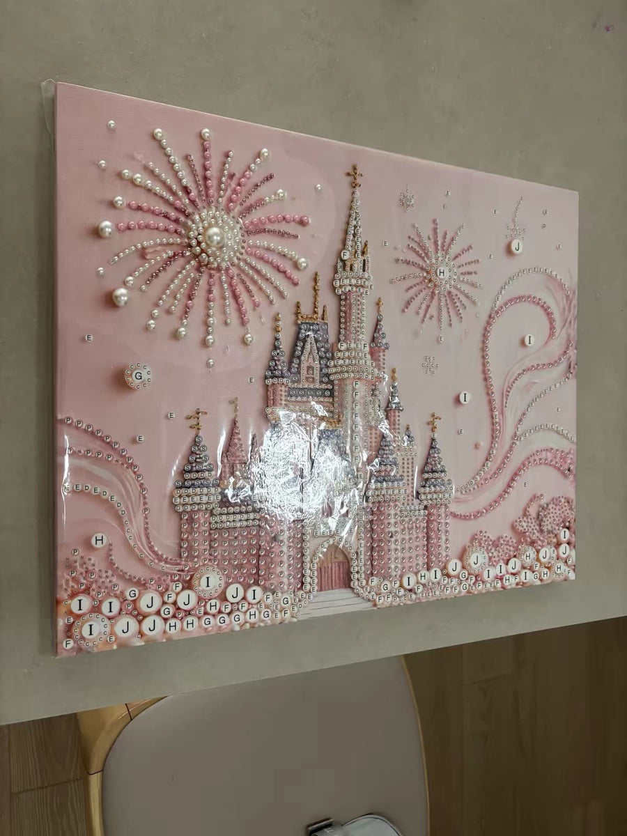 Blue rose diamond art displayed at home