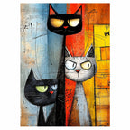 Abstract Cat Trio Diamond Painting Kit No Frame and Framed comparison