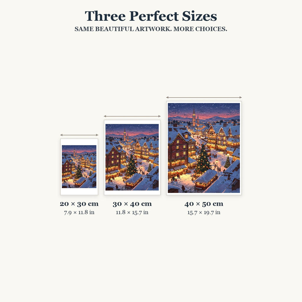 20 × 30, 30 × 40 and 40 × 50 cm size guide for Alpine Christmas Market