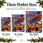 Portrait size guide for the alpine funicular design: 20 × 30, 30 × 40, and 40 × 50 cm