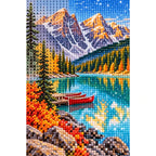 Alpine Lake Red Canoe diamond and canvas detail