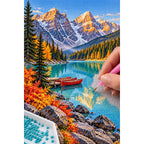Alpine Lake Red Canoe diamond placement process