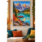 Alpine Lake Red Canoe home decor scene