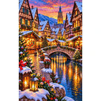 Alsace Village Christmas Market finished diamond painting on white