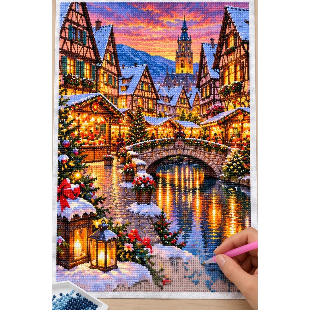 Alsace Village Christmas Market diamond painting process