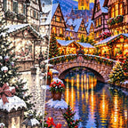 Alsace Village Christmas Market canvas and resin drill detail