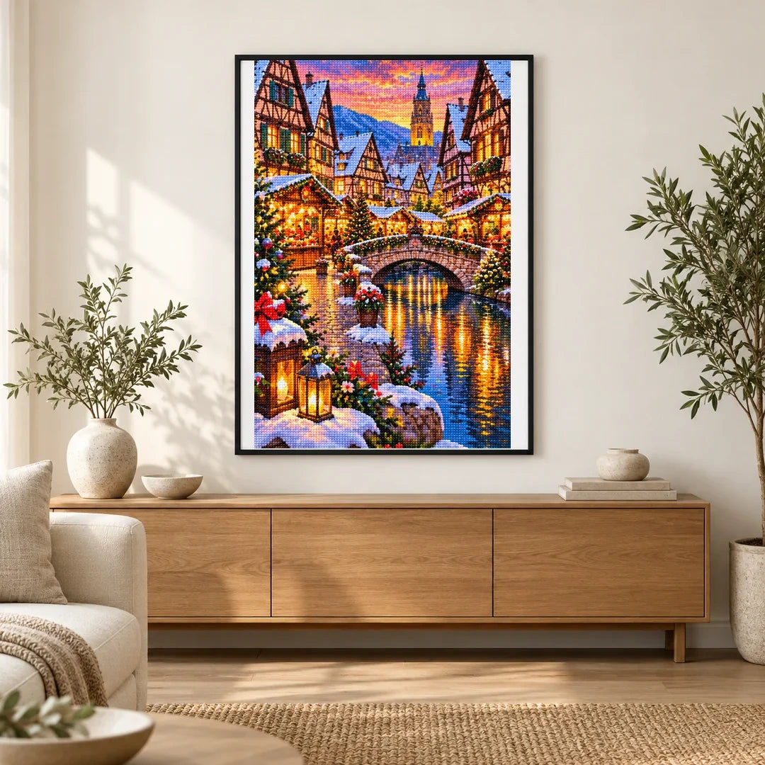 Alsace Village Christmas Market finished artwork in home décor