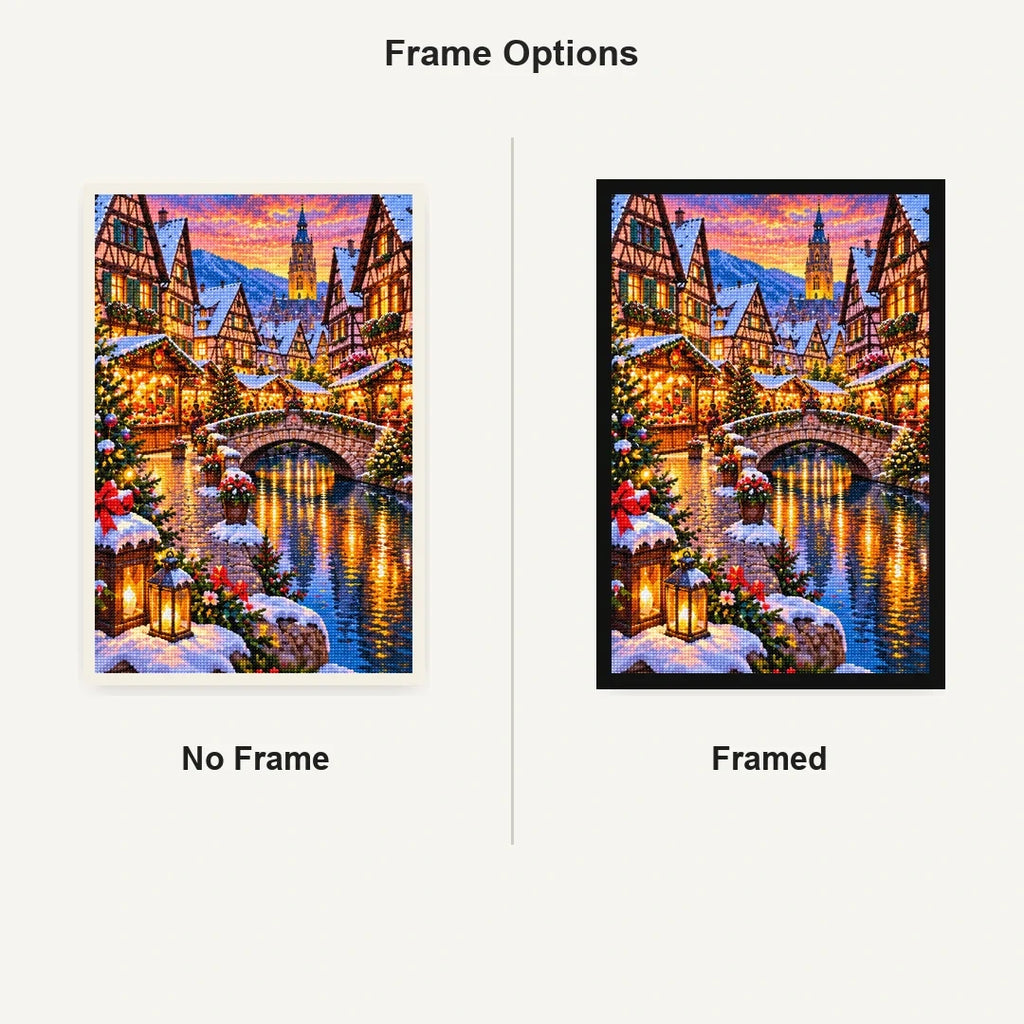 Alsace Village Christmas Market No Frame and Framed comparison
