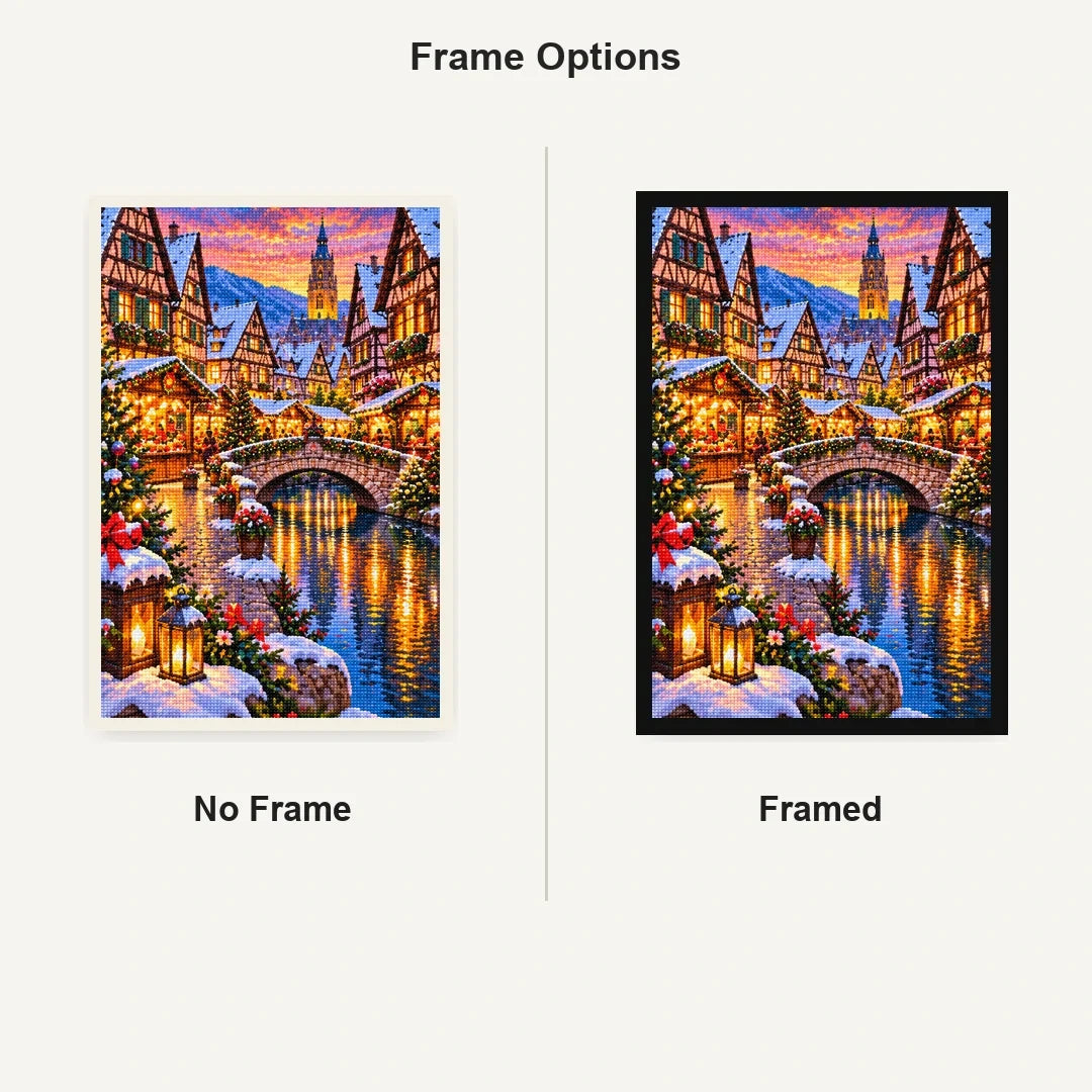 Alsace Village Christmas Market No Frame and Framed comparison
