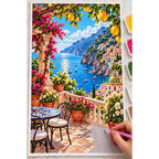 Amalfi Coast Lemon Terrace diamond painting process