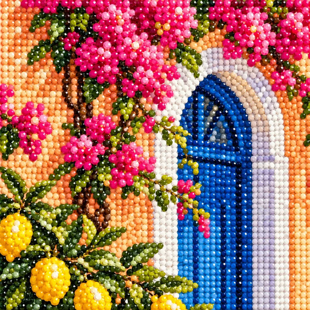 Close-up of drill details in the Amalfi Coast diamond painting.