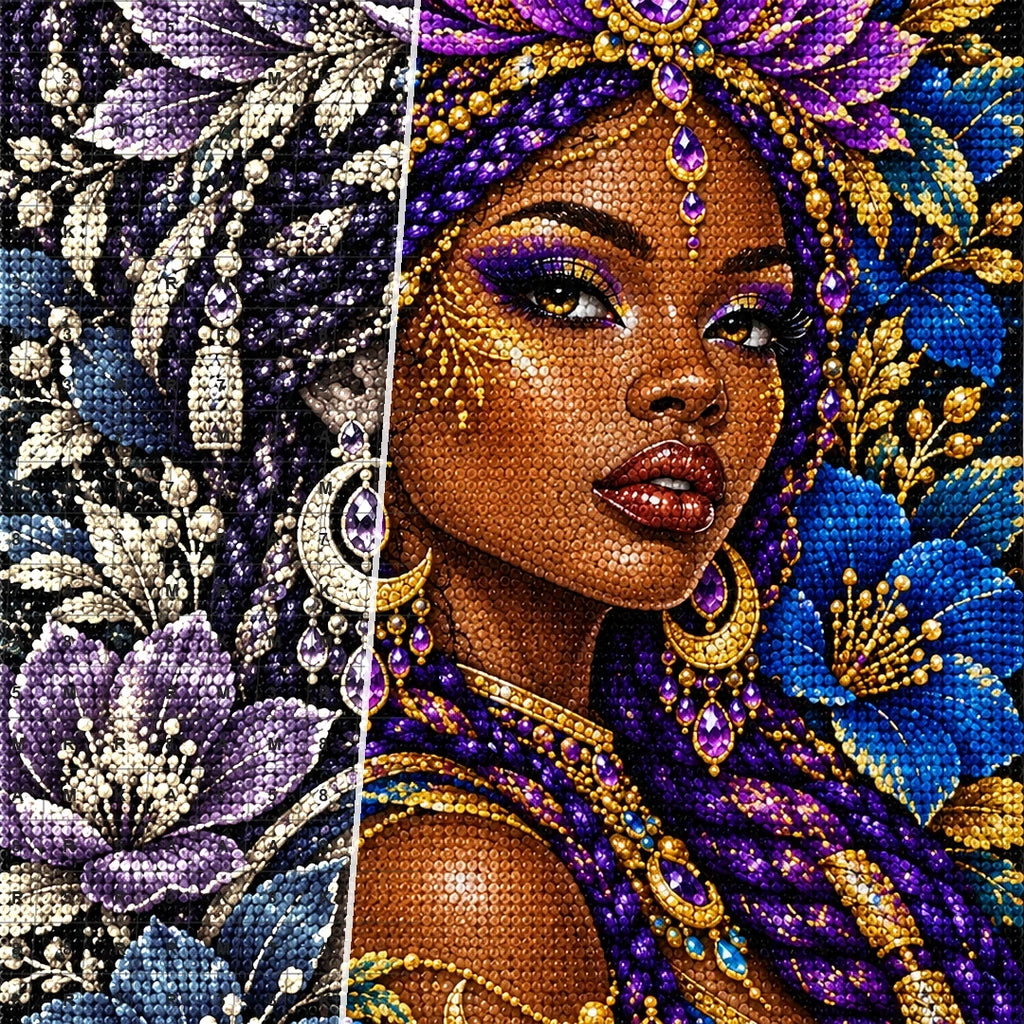 Amethyst Lotus Priestess diamond drill and canvas detail