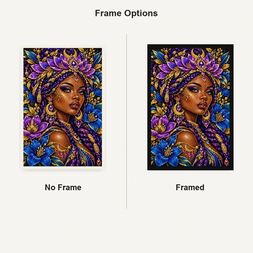 Amethyst Lotus Priestess No Frame and Framed style comparison
