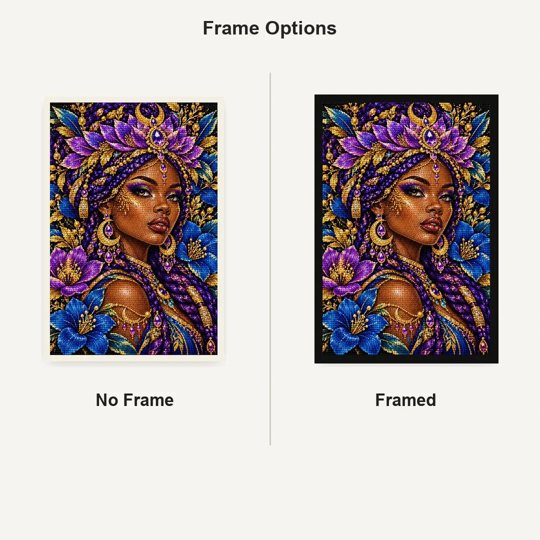 Amethyst Lotus Priestess No Frame and Framed style comparison