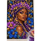 Amethyst Lotus Priestess diamond painting process with pen and tray