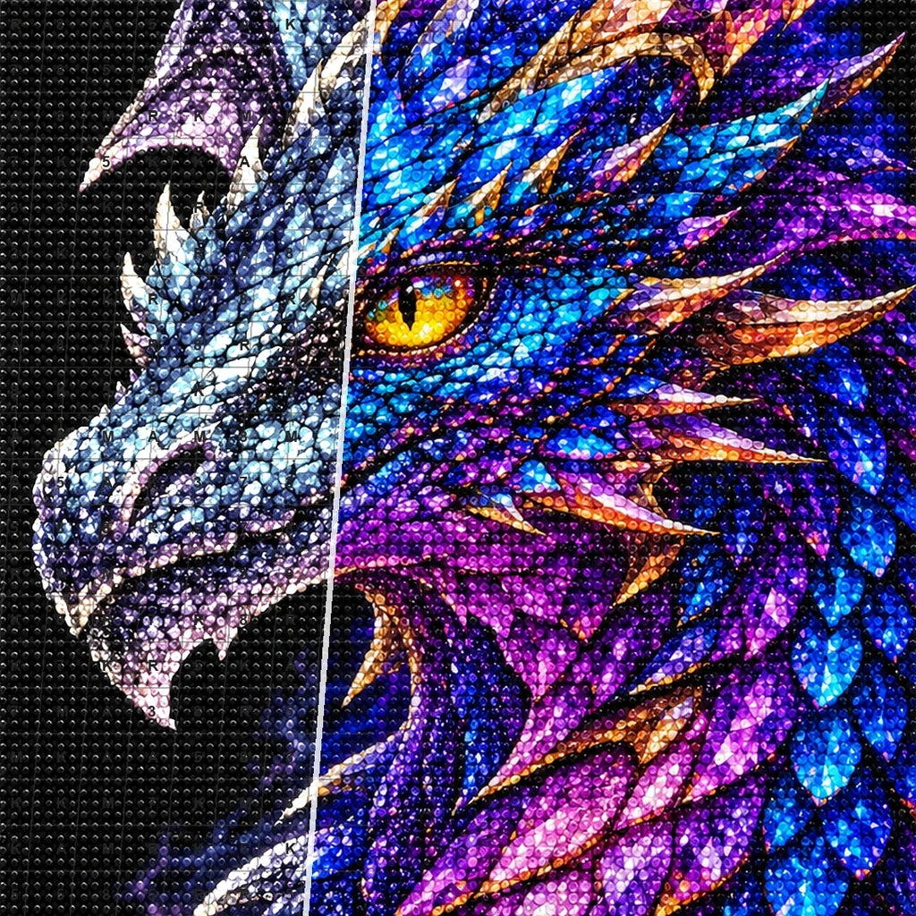 Amethyst Storm Mosaic Dragon diamond drill and canvas detail