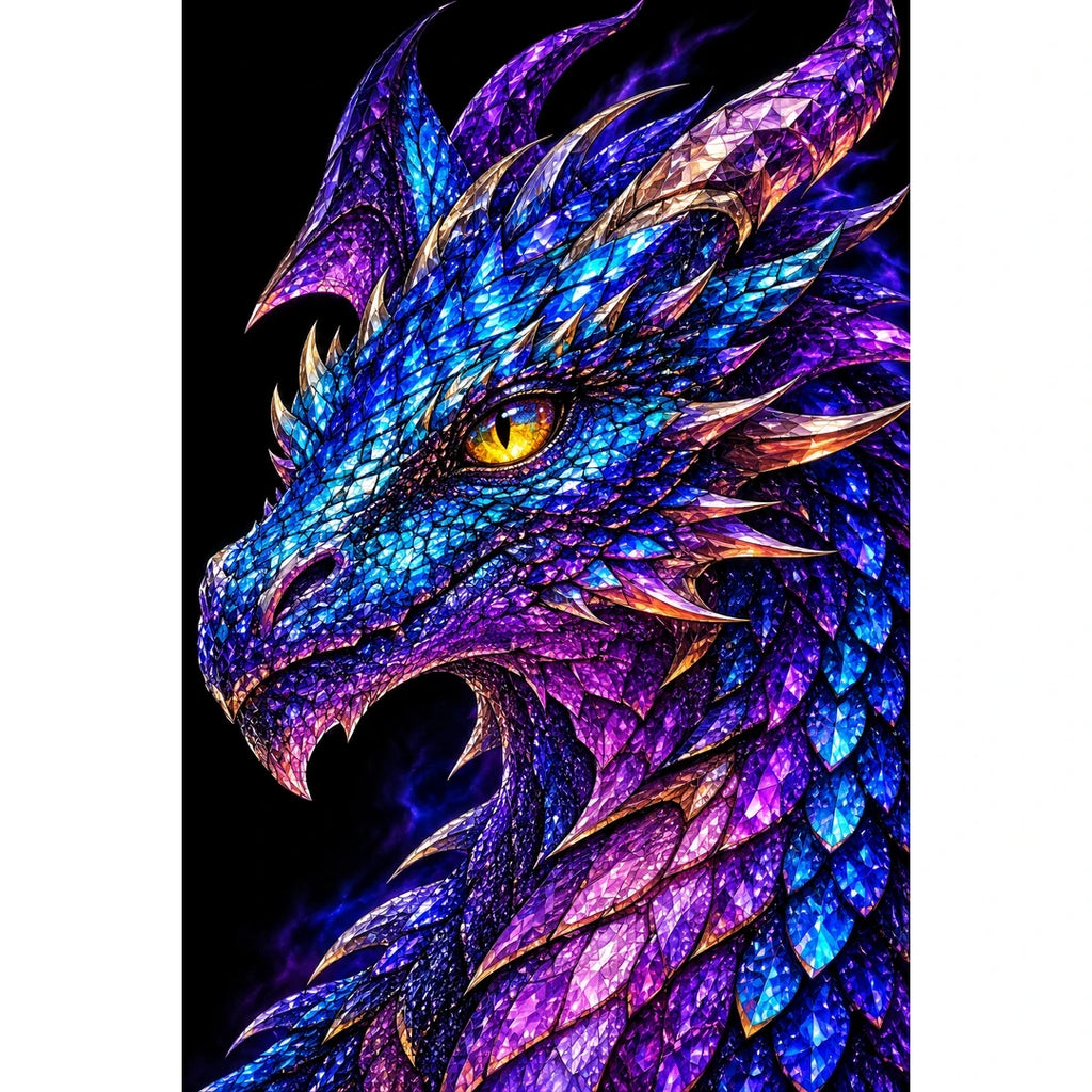 Amethyst Storm Mosaic Dragon original artwork on white background