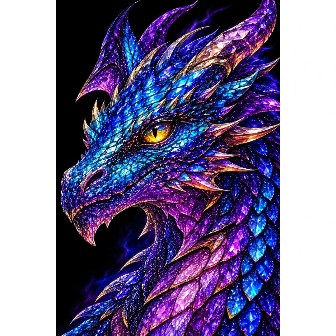 Amethyst Storm Mosaic Dragon original artwork on white background