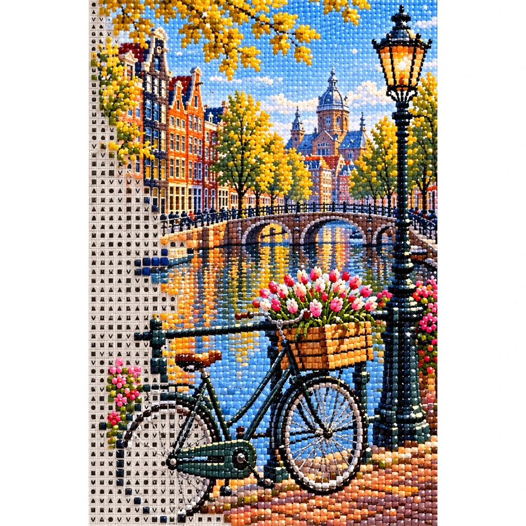 Amsterdam Canal Bicycle diamond and canvas detail