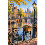 Amsterdam Canal Bicycle original artwork on white background