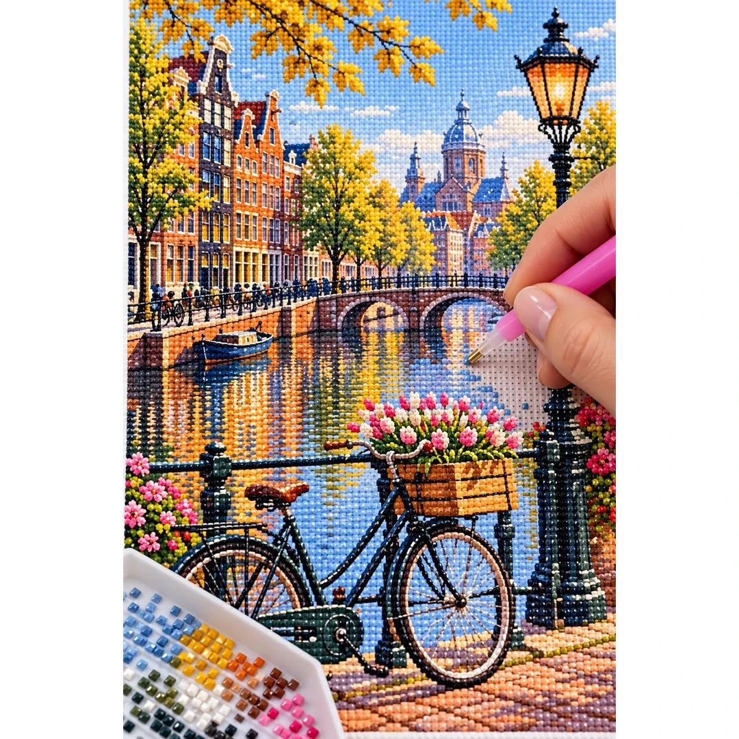 Amsterdam Canal Bicycle diamond placement process