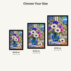 Anemone Bouquet Blue Glass — size comparison for 20 × 30, 30 × 40 and 40 × 50 cm