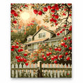 Apple Orchard Farmhouse paint by numbers artwork on a front-facing canvas against a white background