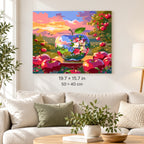 Apple Orchard Glass Bowl Landscape shown in a styled room with 19.7 × 15.7 in and 50 × 40 cm dimensions