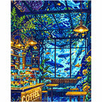 Finished diamond painting for Aquarium Cafe Twilight Diamond Painting Kit