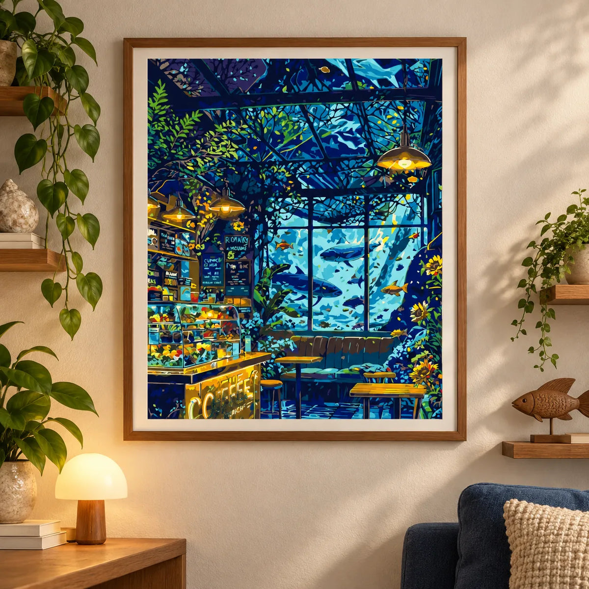 Home decor scene for Aquarium Cafe Twilight Diamond Painting Kit