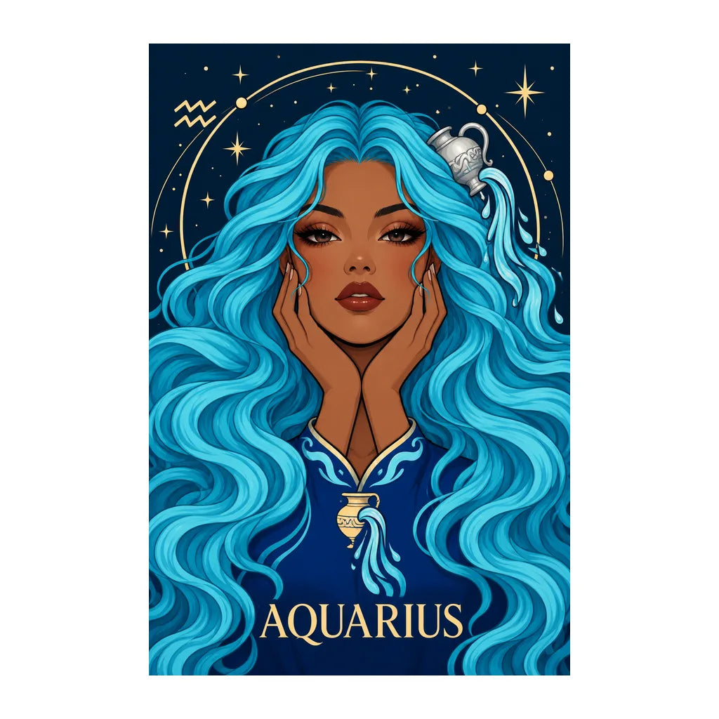 Original white-background artwork of Aquarius Water Bearer