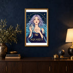 Framed Aquarius Lilac Waterkeeper diamond painting displayed in a home interior