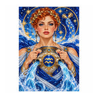 Finished white-background diamond painting — water bearer maiden