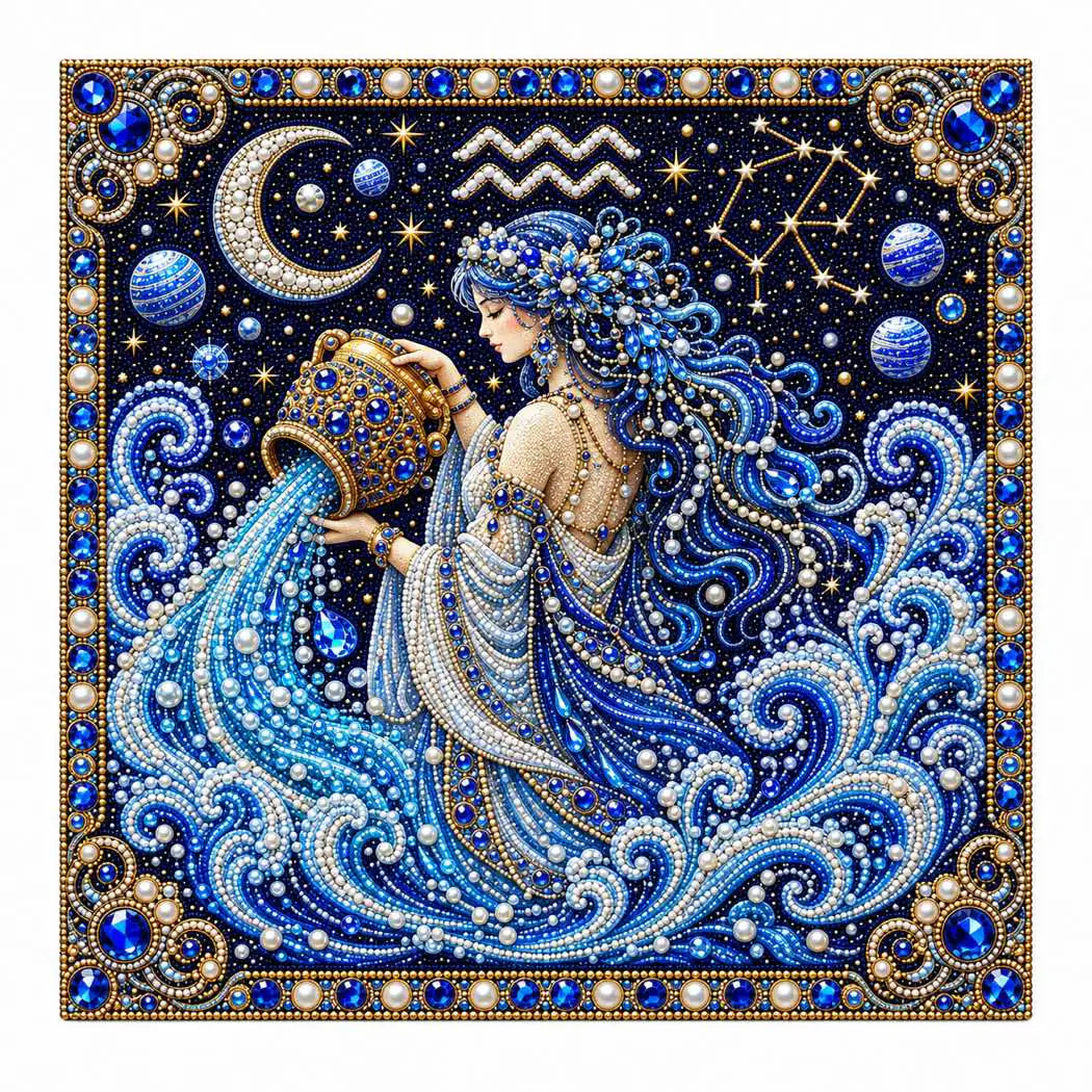 Finished aquarius pearl painting design on a clean background