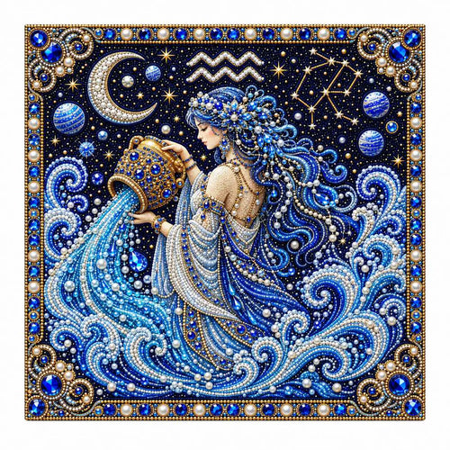 Finished aquarius pearl painting design on a clean background