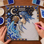 Pearl placement process on the aquarius printed canvas