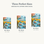 Arctic fox and ginkgo bridge diamond painting in 20 by 30, 30 by 40, and 40 by 50 cm sizes