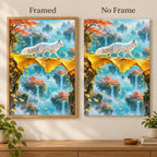Framed and no-frame options for the arctic fox and ginkgo bridge diamond painting
