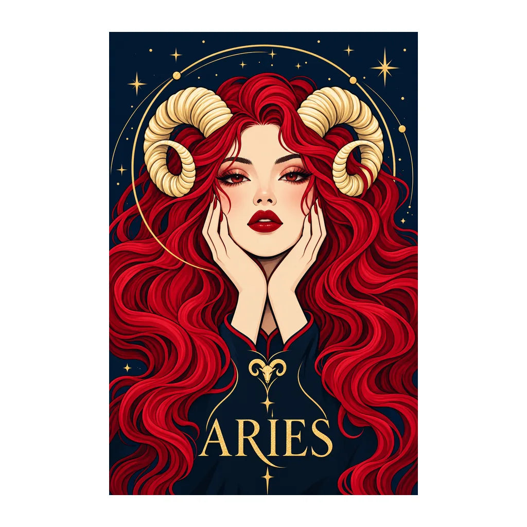 Original white-background artwork of Aries Ember Ram Oracle
