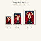 Aries Ember Ram Oracle diamond painting in 20 by 30, 30 by 40, and 40 by 50 centimeter sizes
