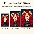 Aries Ember Ram Oracle diamond painting in 20 by 30, 30 by 40, and 40 by 50 centimeter sizes